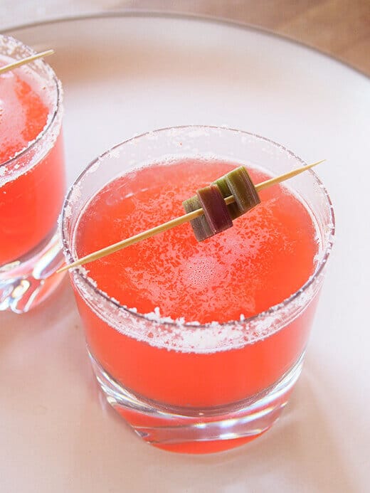 Spicy rhubarb margaritas