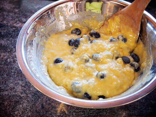 Fold in the blueberries