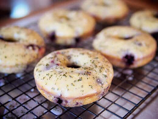 Baked blueberry-basil donuts