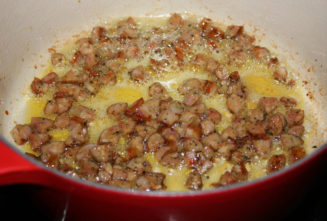 Brown-rice-jambalaya-with-shrimp-chicken-and-bell-peppers-step-1