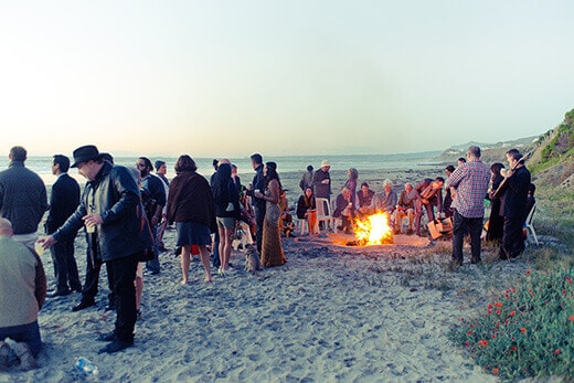 Cocktail hour bonfire
