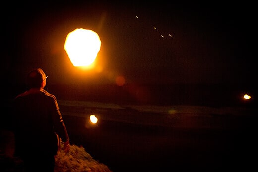 Releasing the sky lanterns