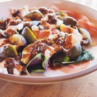 Fig, prosciutto and burrata salad with creamy balsamic vinaigrette