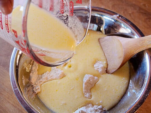 Wet goes into dry, stir well to combine