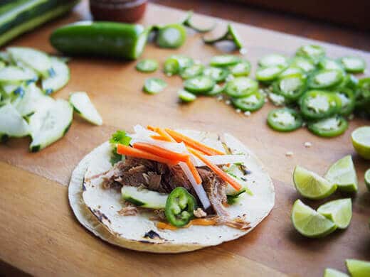Vietnamese pulled pork taco