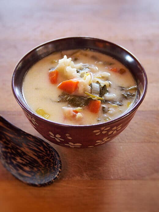 Creamy leek and sorrel soup