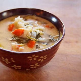 Creamy leek and sorrel soup