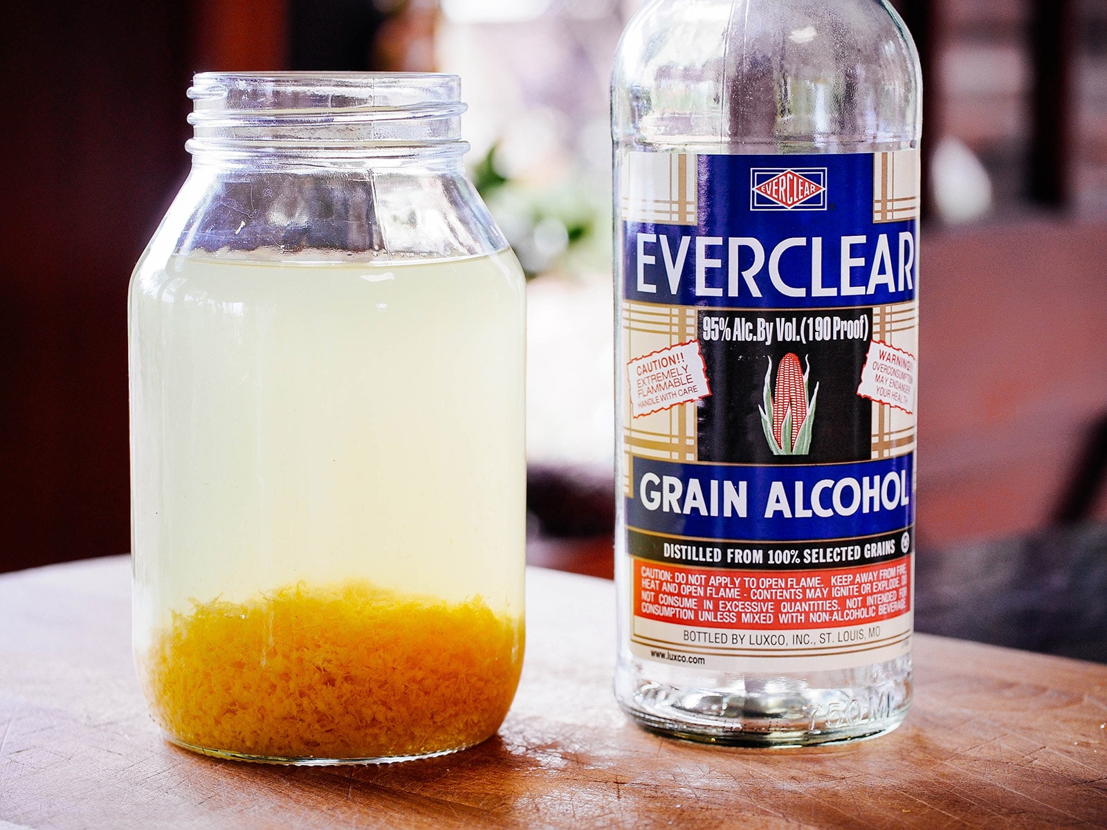 Steeping grapefruit zest in Everclear