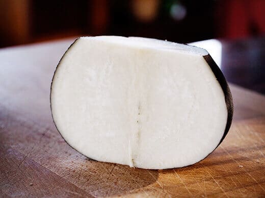 Black Spanish radish cut open