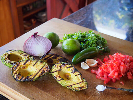 Fixings for grilled guacamole
