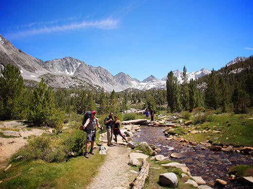 Hiking on Little Lakes Valley Trail