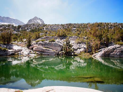 Aquamarine water at Upper Gem Lake