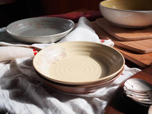 Assorted dishes for propping food