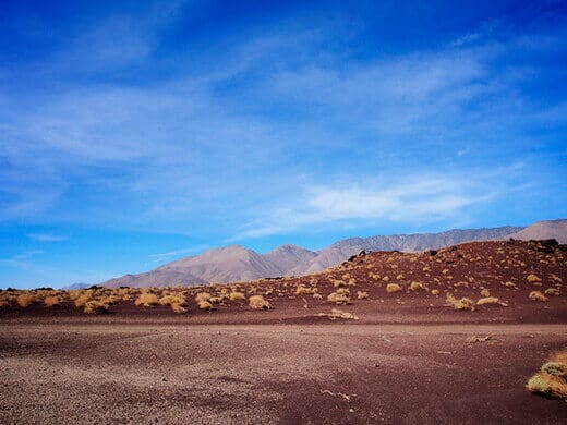 Volcanic debris spilling out from the cinder cone
