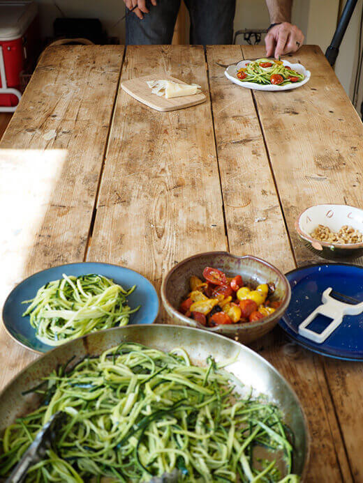 Prepping the dish for photos