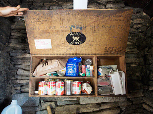 Emergency supplies in the shelter