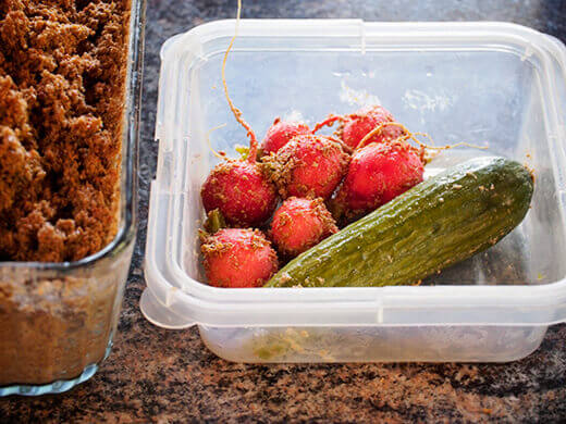 Fermented radishes and cucumber