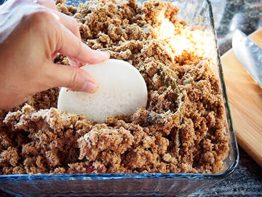 Bury a few starter vegetables in the nukadoko