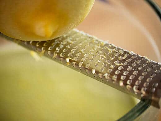 Zest the lemon into the custard