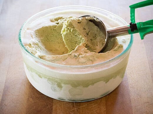 Homemade basil ice cream