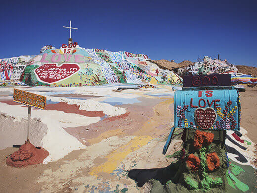 Art installation in the middle of a barren desert