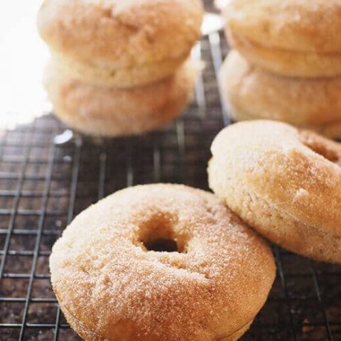 Baked cinnamon-applesauce donuts