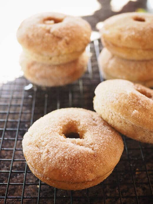 Baked cinnamon-applesauce donuts