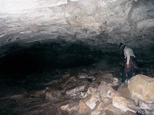 Hiking through a lava tube
