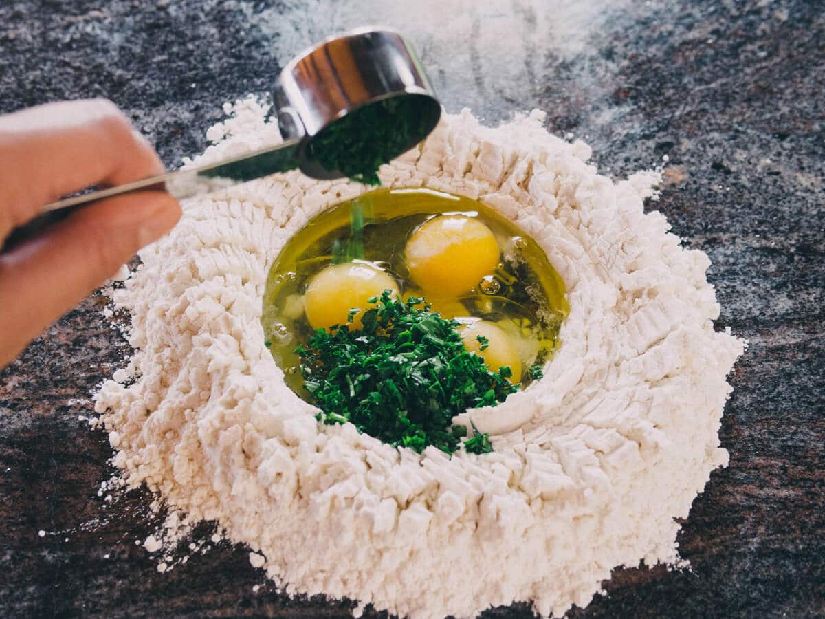 Flavor the dough with fresh parsley