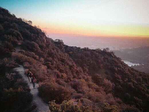 Hiking out at sunset