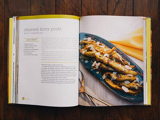 Charred fava bean pods