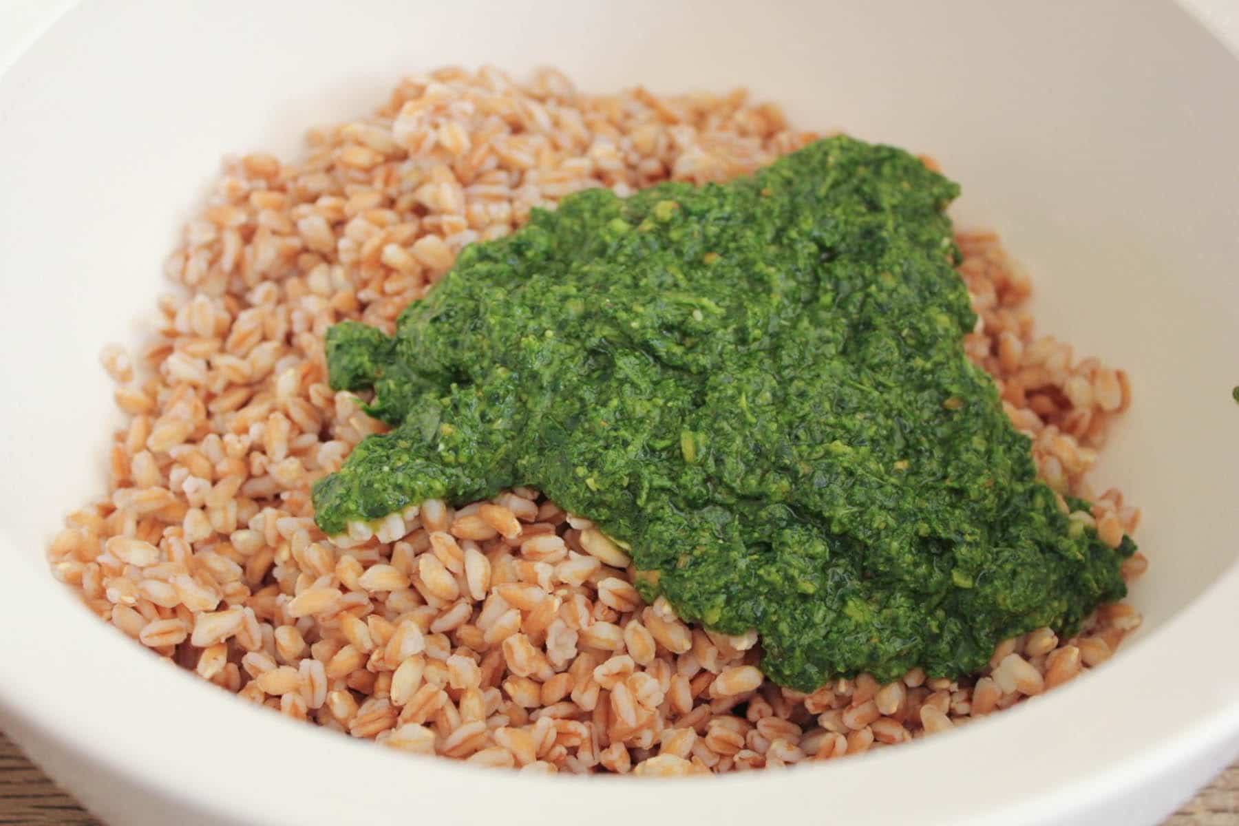 Farro-with-Kale-Pesto-Shaved-Zucchini-Parmesan-Marcona-Almonds-step-7
