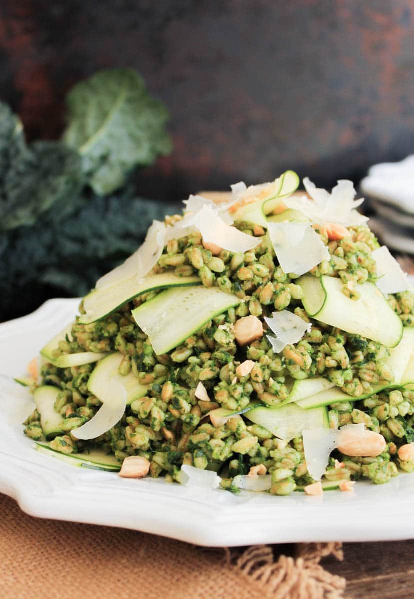 Farro-with-Kale-Pesto-Shaved-Zucchini-Parmesan-Marcona-Almonds