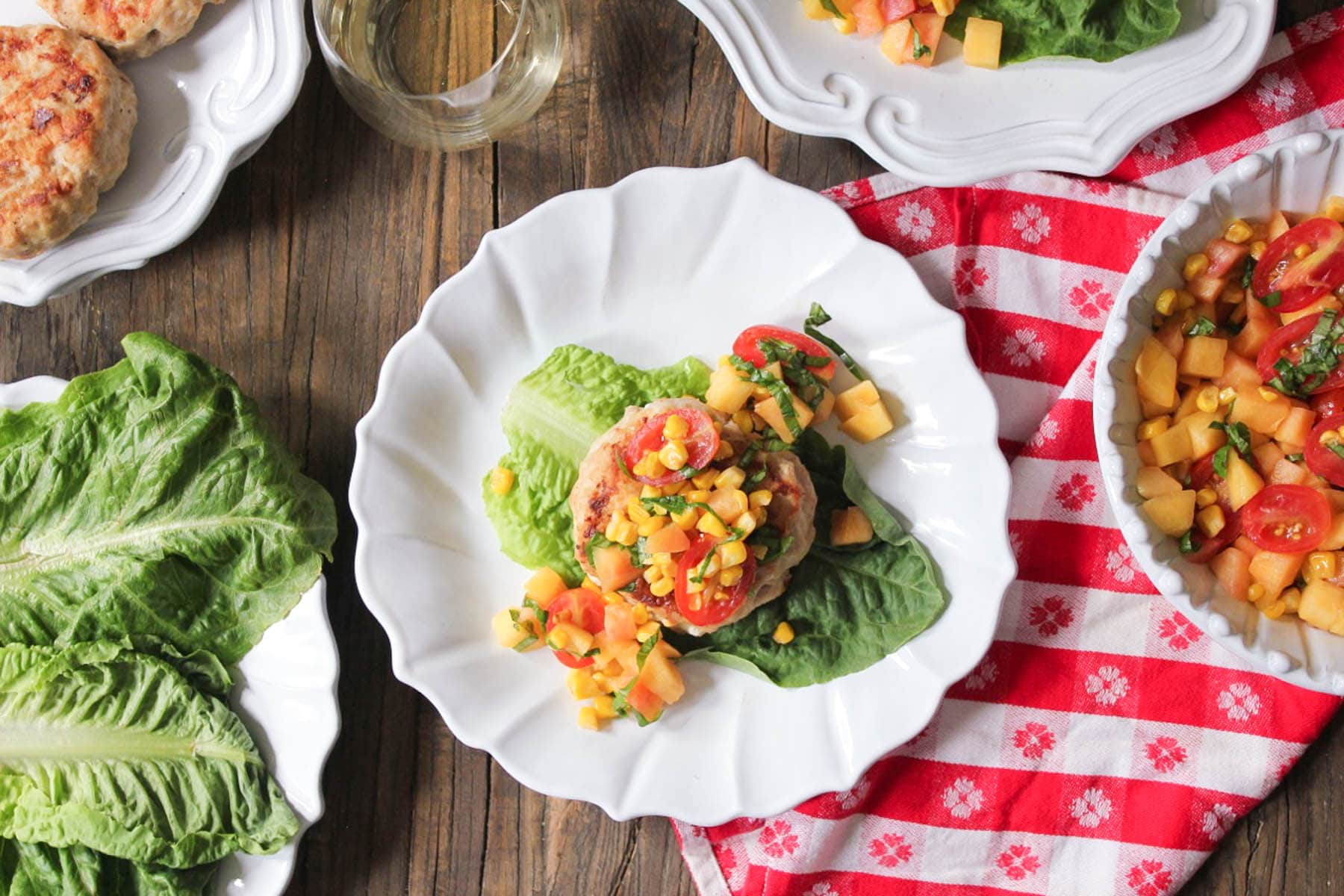 chicken-and-goat-cheese-burgers-with-peaches-corn-and-cherry-tomatoes-9