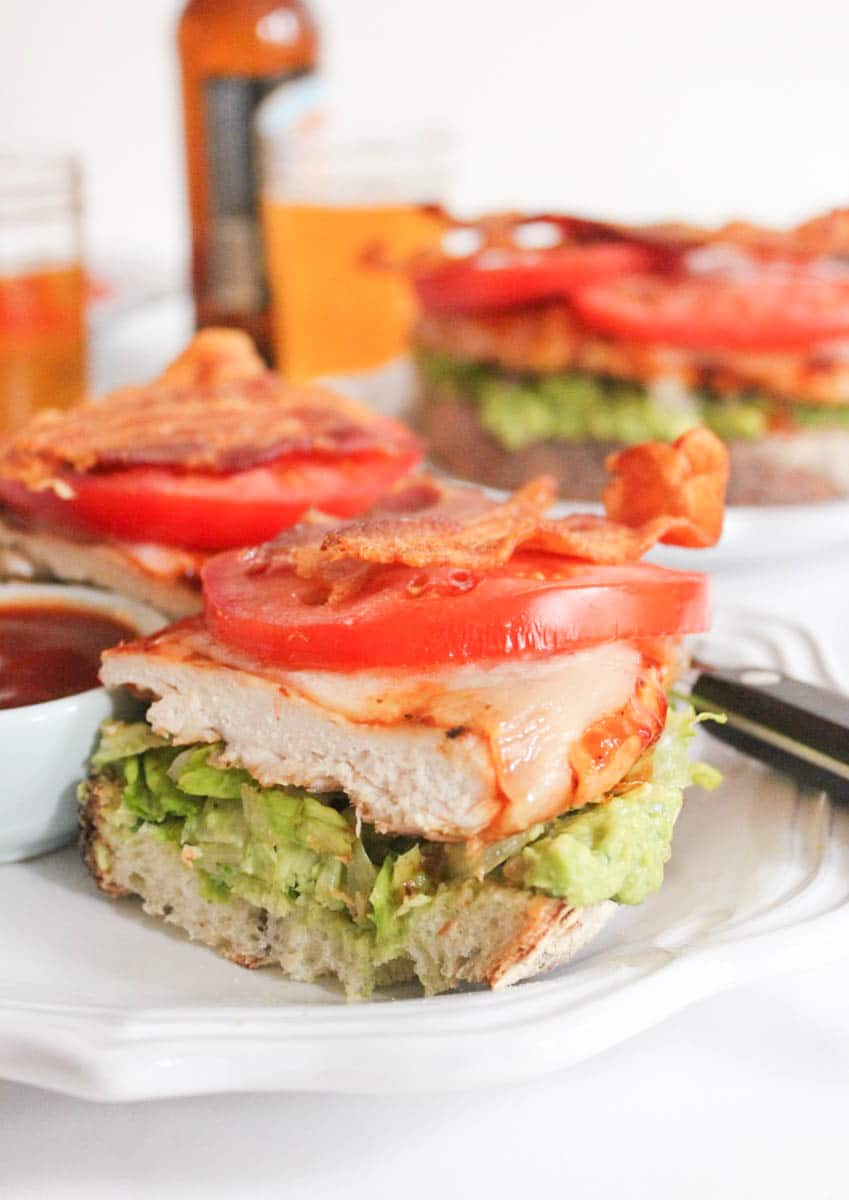 Open-Face-Barbecue-Chicken-Club-with-Guacamole-and-Provolone-11