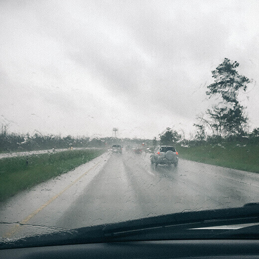 Slick road conditions