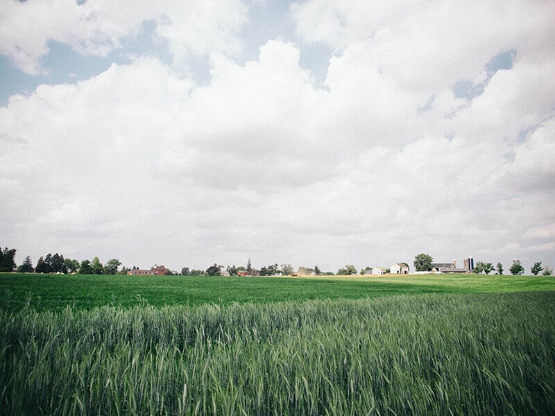 Rolling green landscape in Pennsylvania Dutch Country