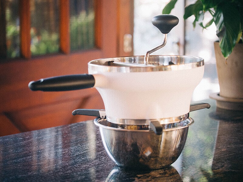 Strain the sauce through a food mill