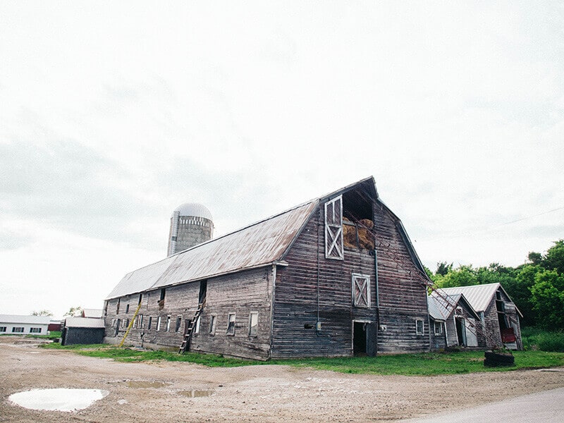 Distressed wooden barn
