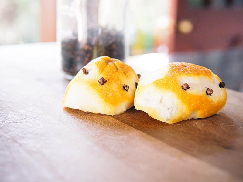 Clove-studded orange rinds