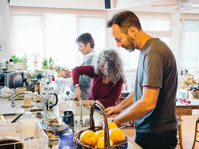 A team effort in the kitchen