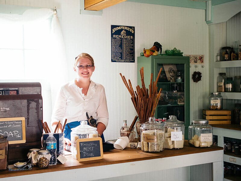 A friendly smile in the apothecary