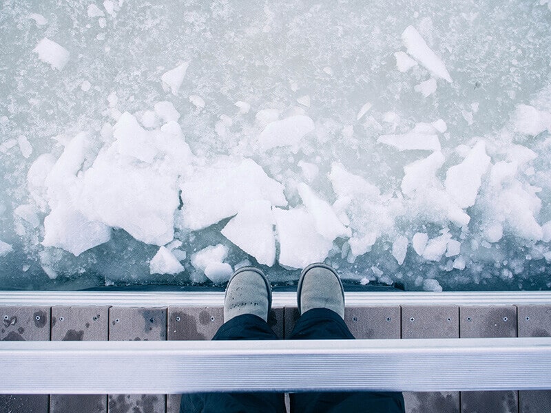 A frozen Big Bear Lake