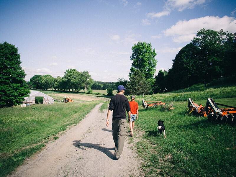 Touring the farm grounds