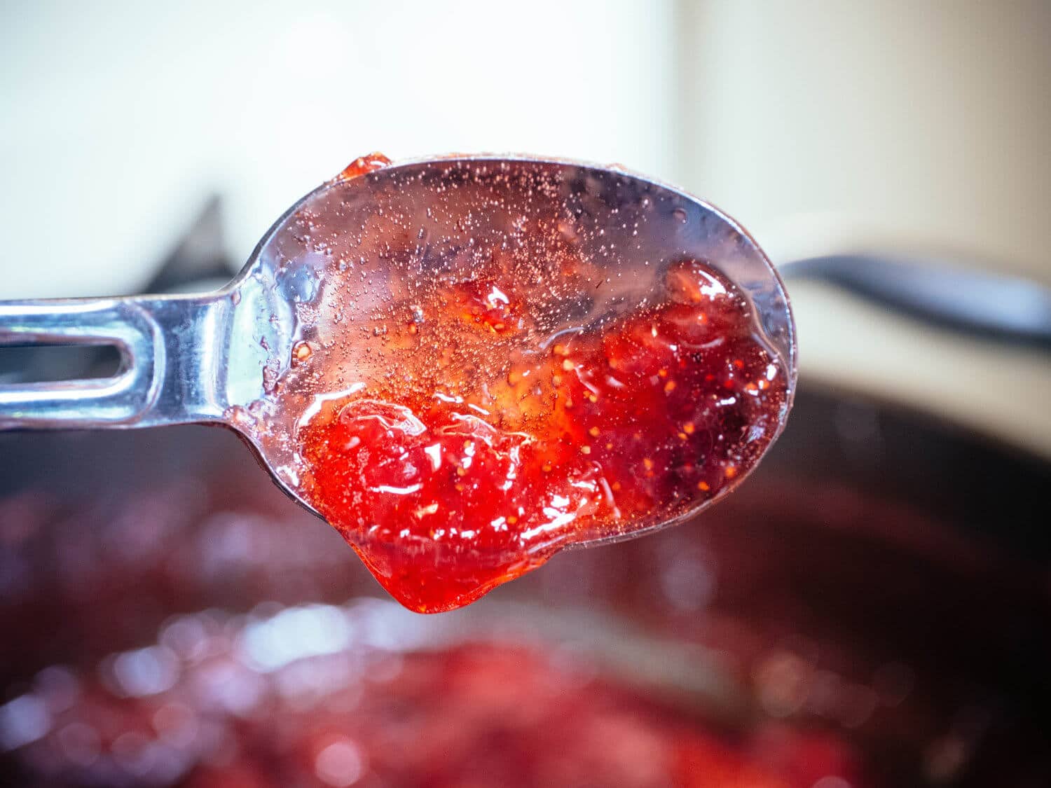 Use a spoon to check for gelling