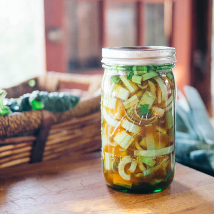 Pickled swiss chard stems