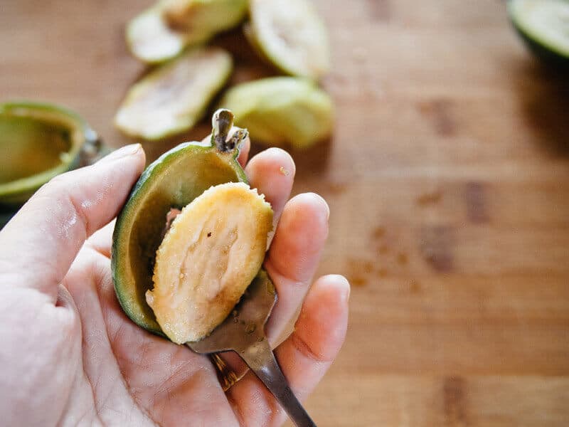 Use a grapefruit spoon to scoop the flesh out of the skin