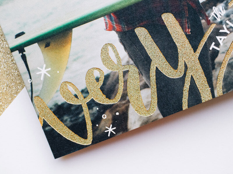 Gold glitter foil-pressed cards