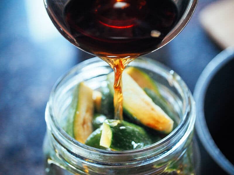 Salty sweet brine for pineapple-guava pickles