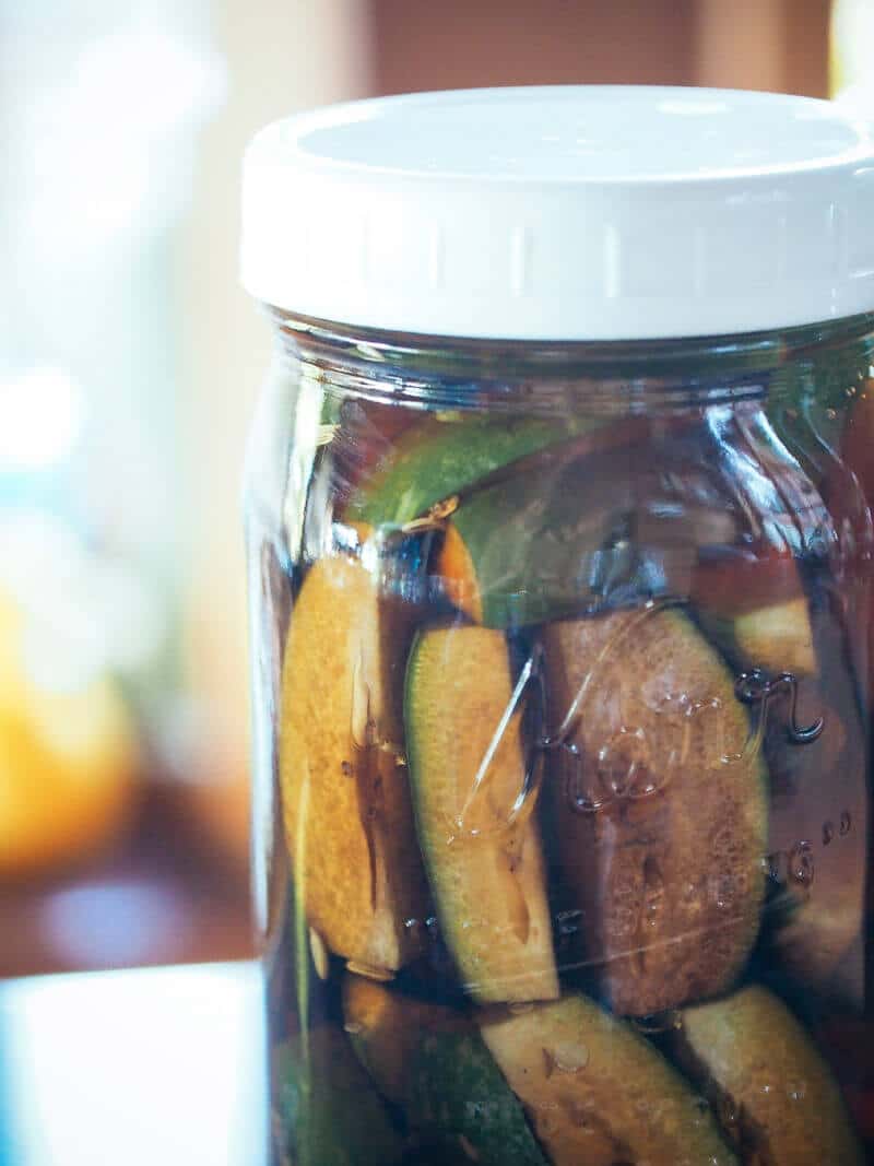 Salty sweet feijoa pickles